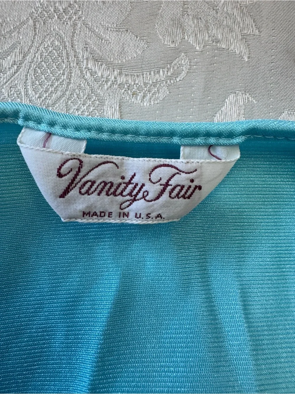 Vanity Fair Med Vintage Blue Button Front‎ Robe Housecoat Mumu Patio Coat Lace